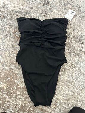 Andie Black Ruched One-Piece Swimsuit